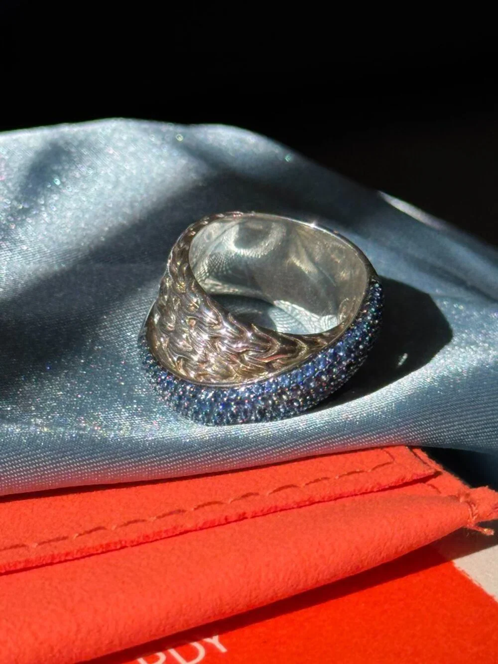 JH Essential Pavé Crossover Ring, Sterling Silver, Gemstones